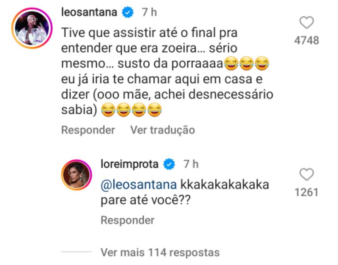 Leo Santana comenta pronunciamento de Lore Improta