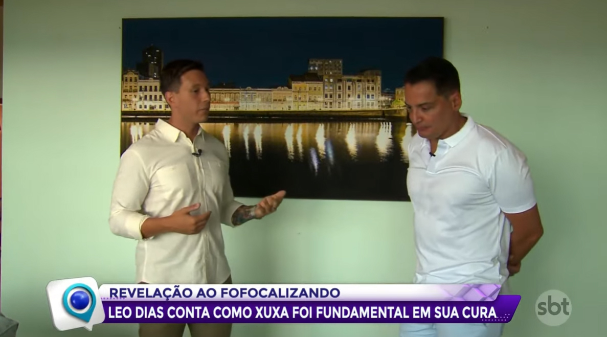 Leo Dias e Gabriel Cartolano no programa 'Fofocalizando', do SBT