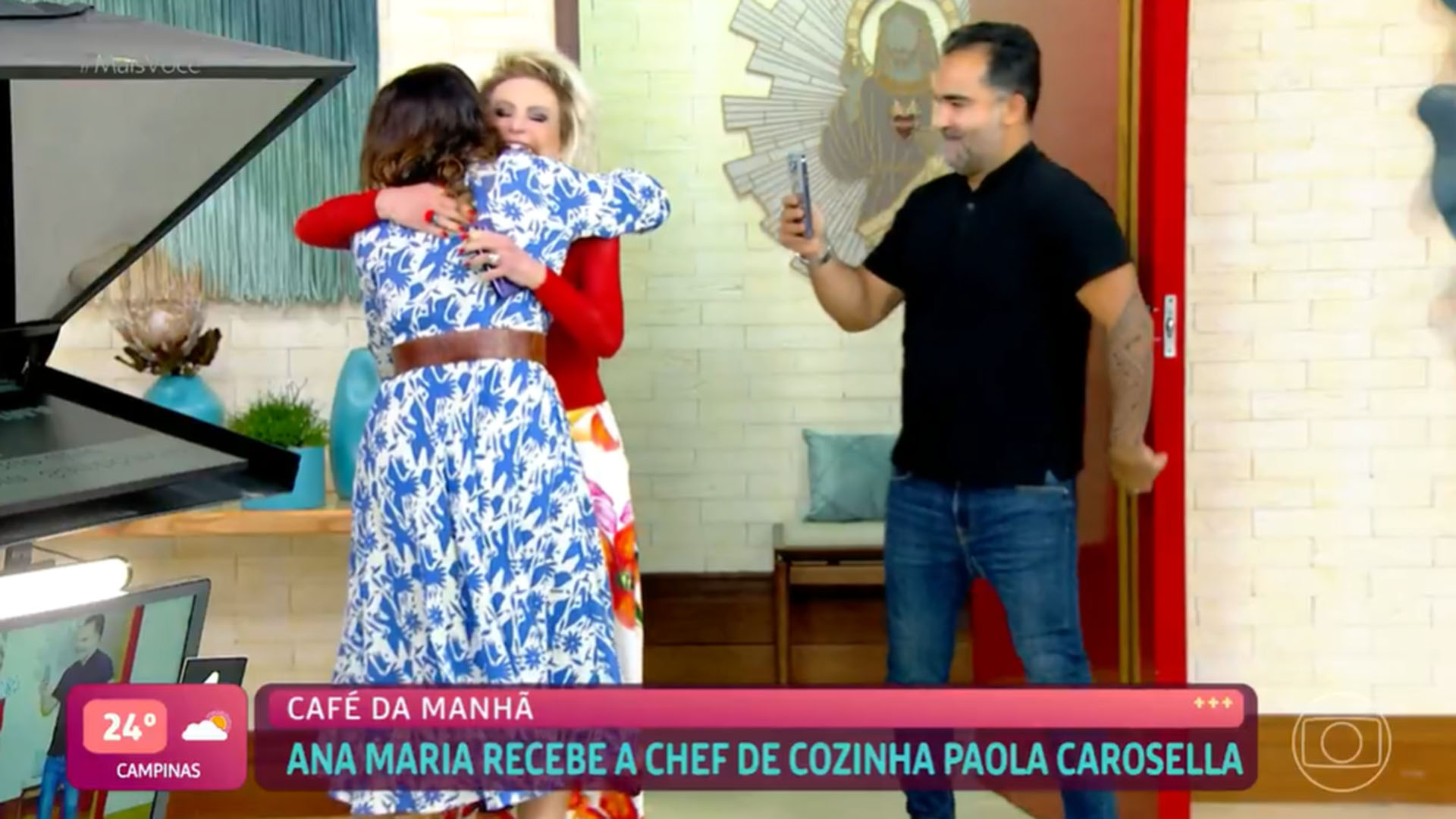 Ana Maria Braga com Paola Carosella e Fábio Arruda no programa 'Mais Você'