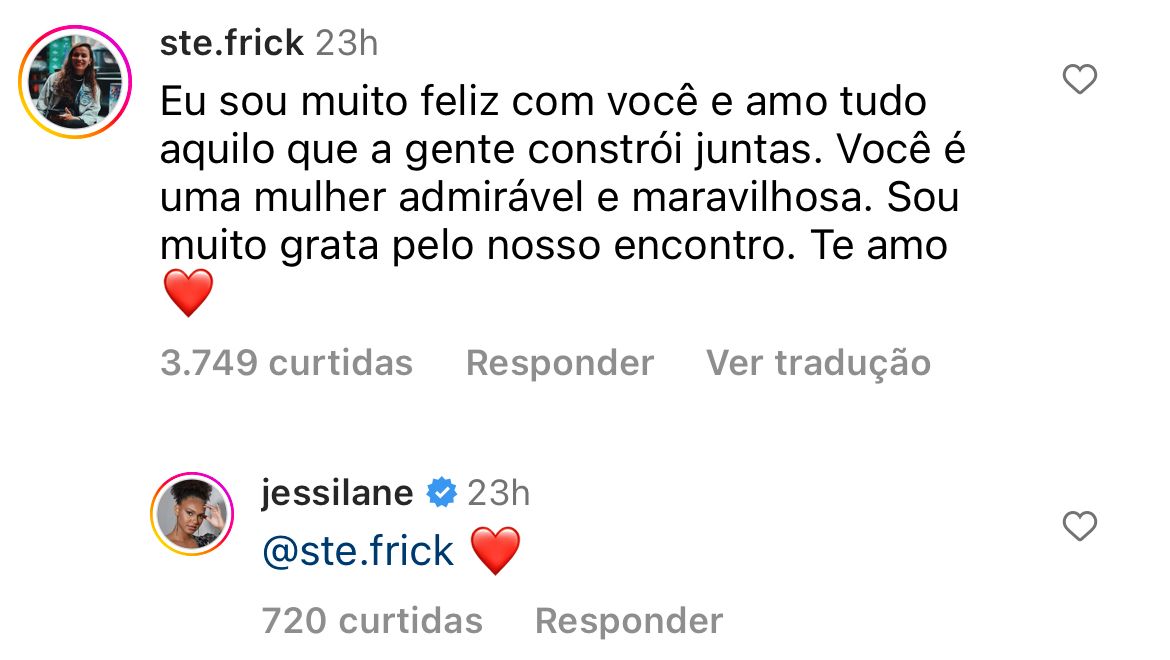 Jessi ganha declaração da namorada