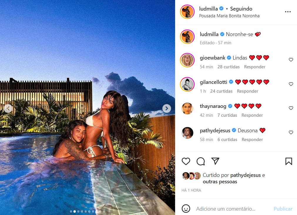 Ludmilla mostra fotos da viagem para Noronha com Brunna Gonçalves