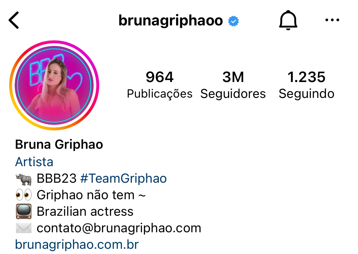 Perfil de Bruna Griphao no Instagram