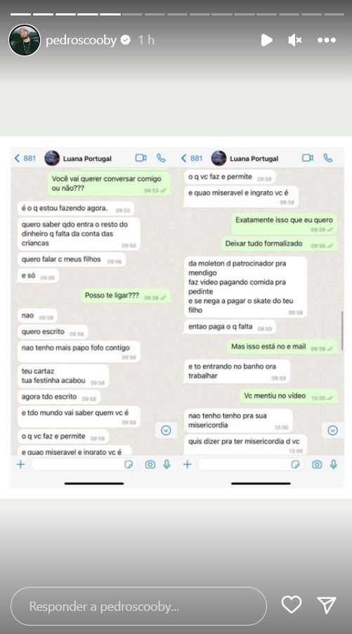 Pedro Scooby mostra conversa com Luana Piovani - Créditos: Reprodução / Instagram