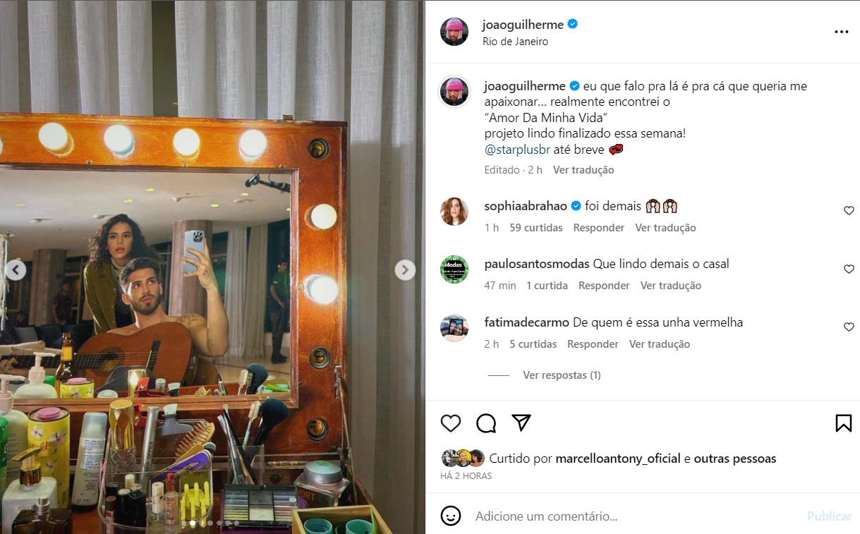 João Guilherme mostra foto com Bruna Marquezine