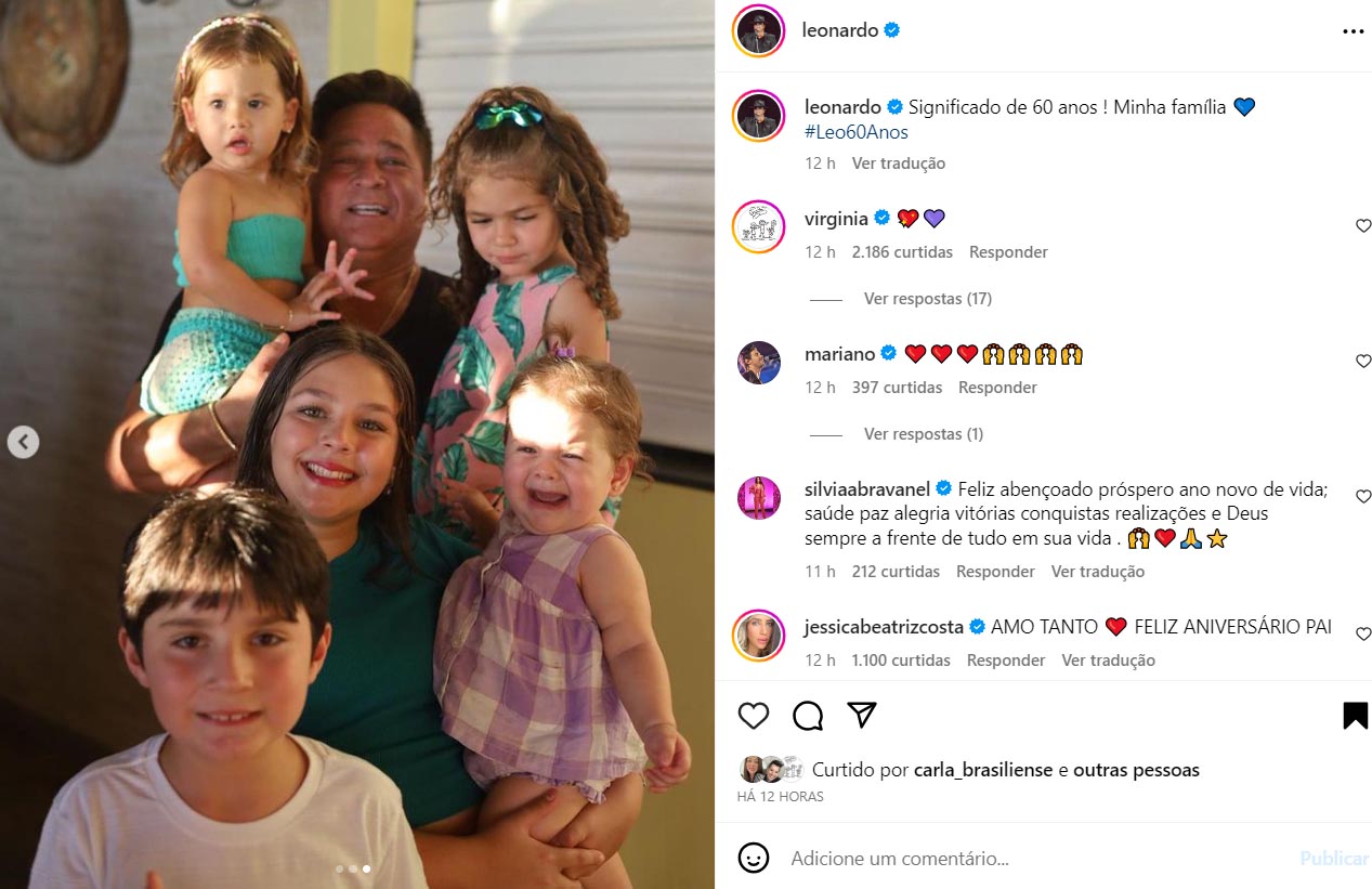 Leonardo surge em foto rara com os cinco netos