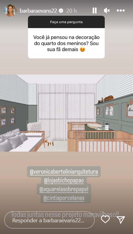 Bárbara Evans revela detalhes de como será a decoração do quarto dos filhos