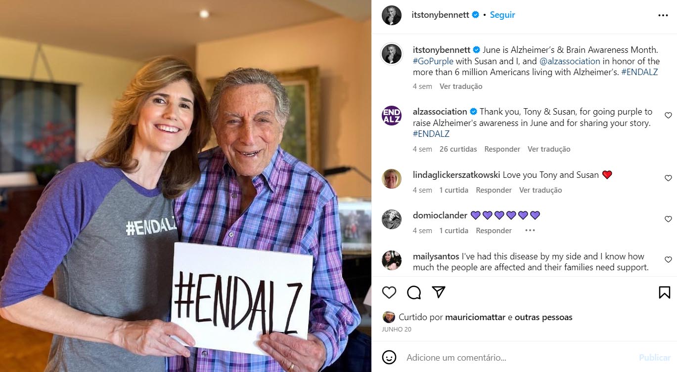 Tony Bennett posou com a esposa, Susan, um mês antes de sua morte