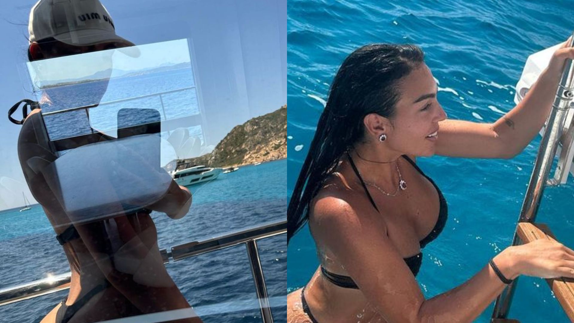 De biquíni fininho, Mulher de Cristiano Ronaldo empina bumbum em iate:  