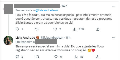 Lívia Andrade fala de sua ausência no especial do Programa Silvio Santos