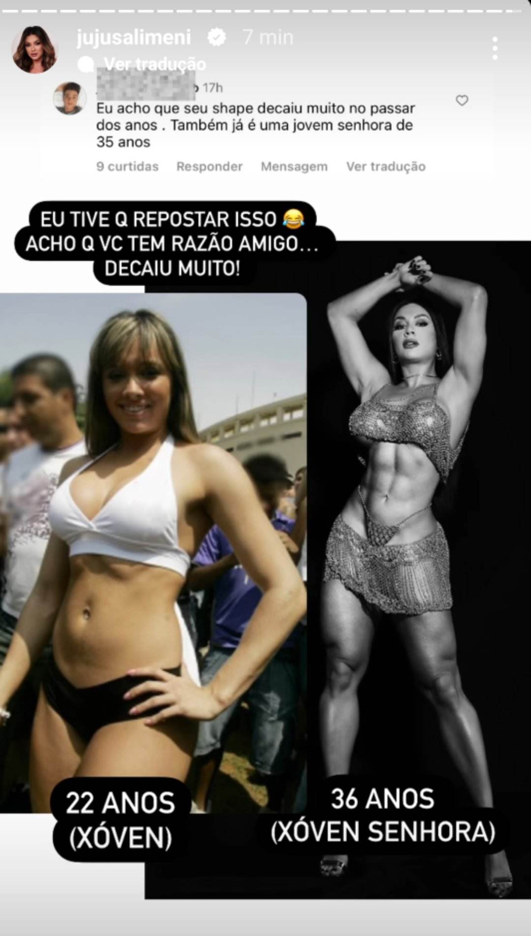 Juju Salimeni antes e depois