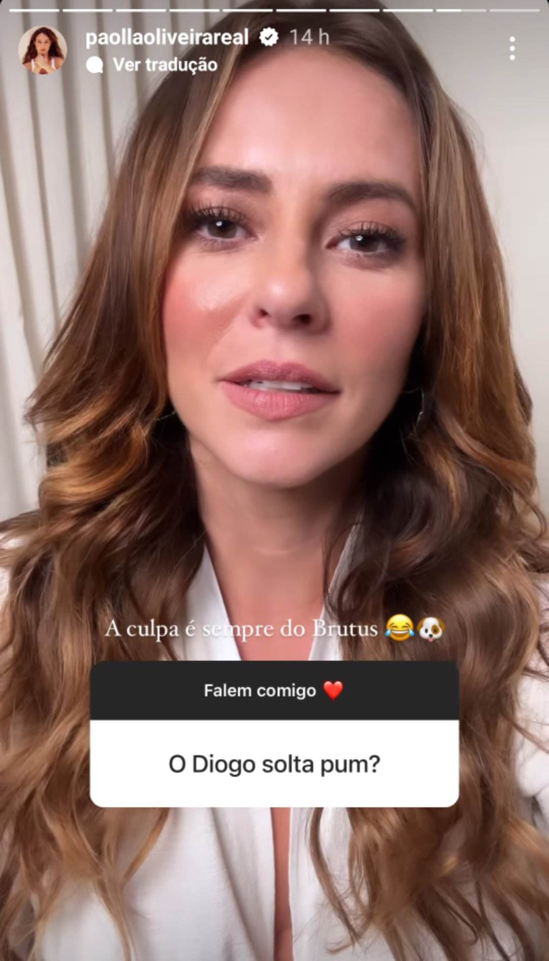 Paolla Oliveira fala sobre pum de Diogo Nogueira