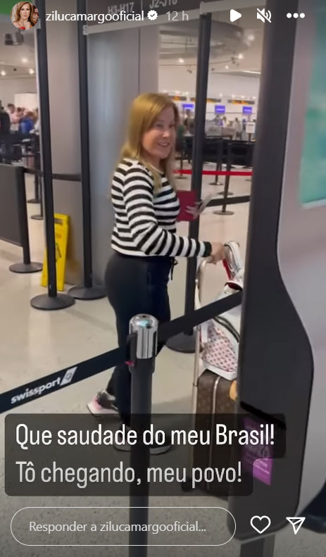 Zilu Camargo no aeroporto