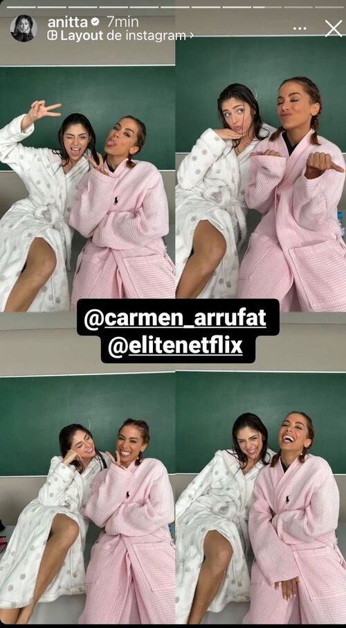 Anitta posou nos bastidores com a atriz Carmen Arrufat