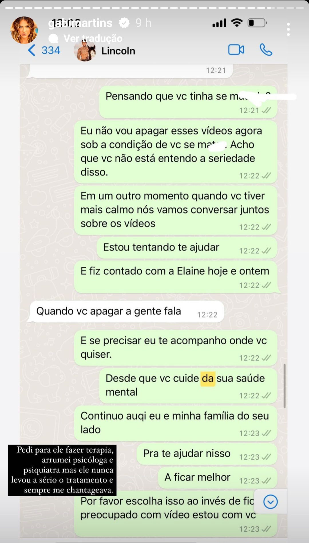 Gabi Martins mostra conversas com ex