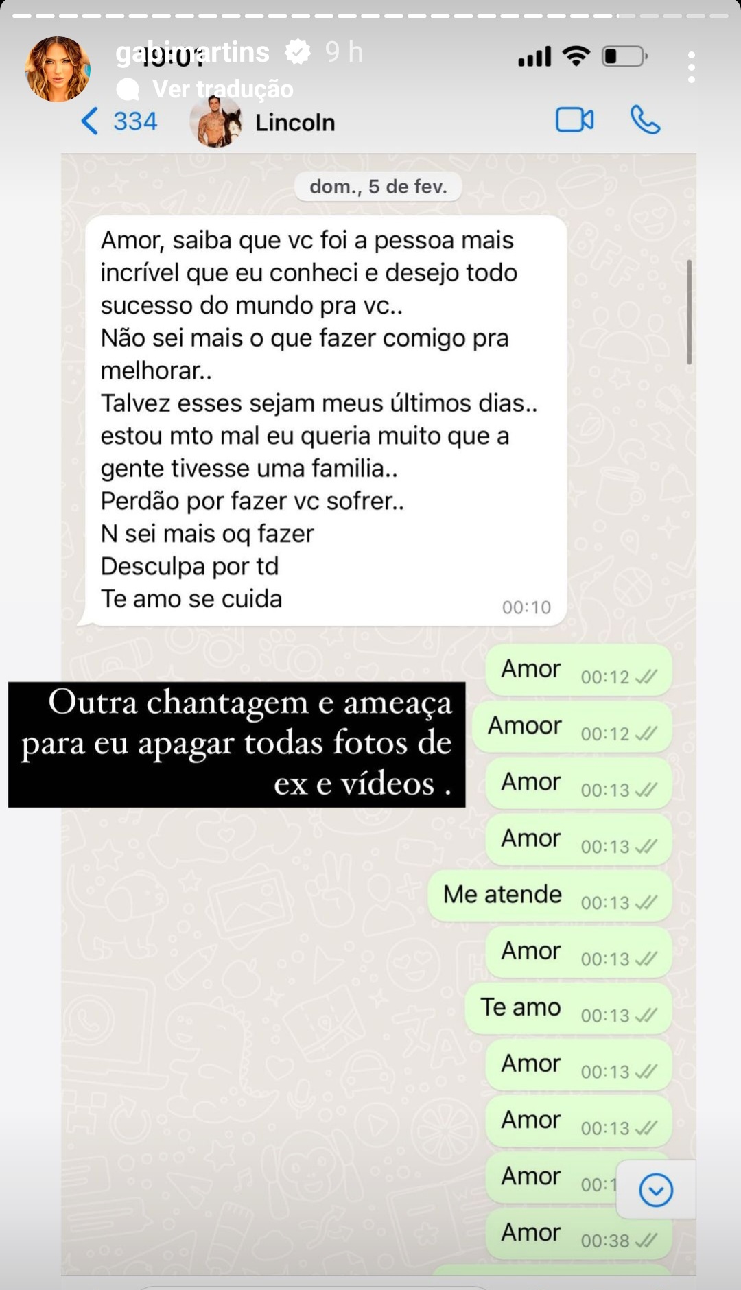 Gabi Martins mostra conversas com ex