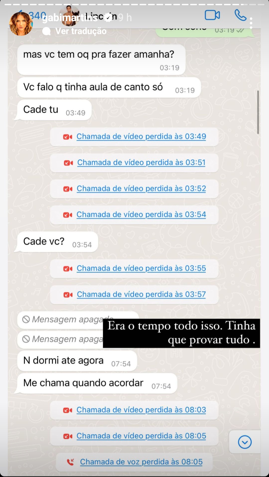 Gabi Martins mostra conversas com ex