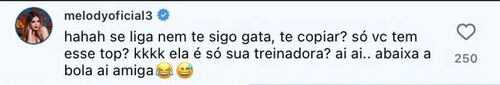 Melody não gostou nada do comentário de Mel e rebateu