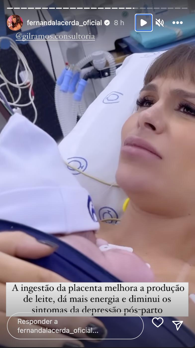 Fernanda Lacerda revela que comeu um pedaço da sua placenta