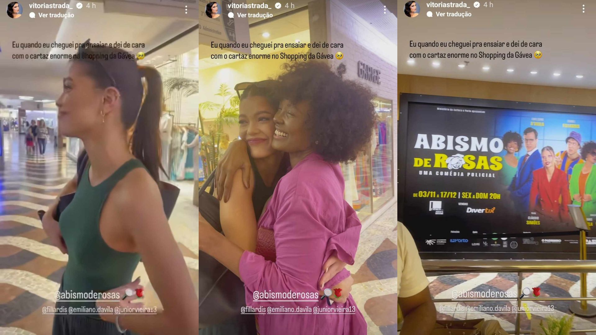 Vitória Strada se emociona ao ver cartaz de sua peça em shopping: "Não sabia"