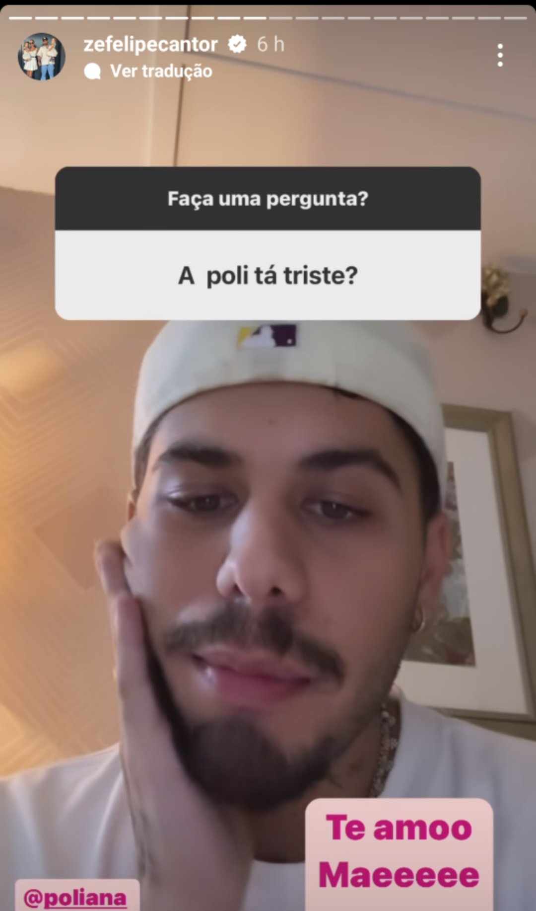 zé felipe falando se a mãe está triste