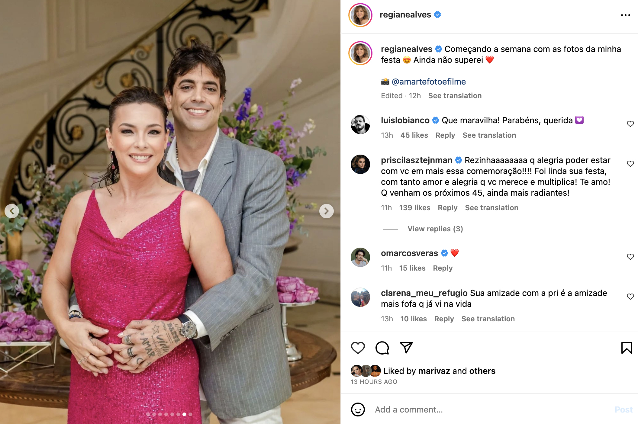 Regiane Alves posa com o namorado em sua festa de aniversário