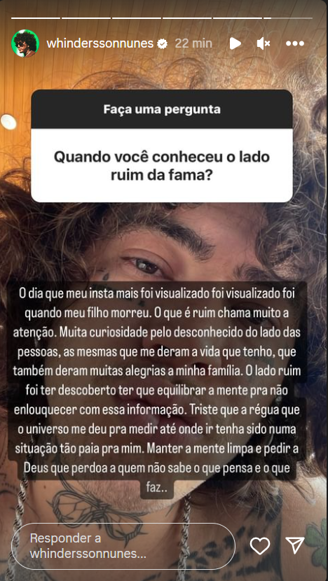 Whindersson Nunes fala sobre lado ruim da fama. Foto: Reprodução / Instagram