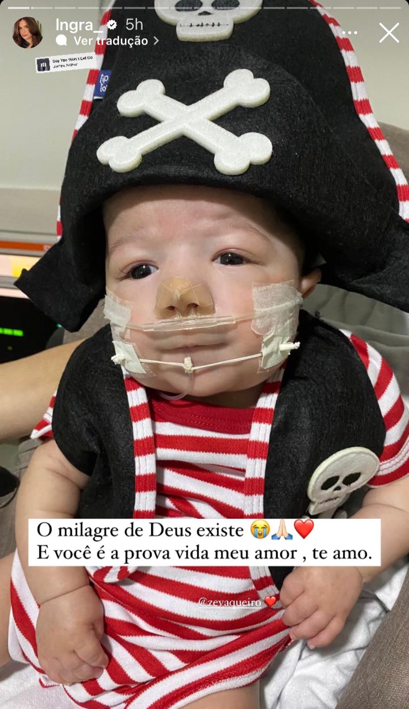 Esposa de Zé Vaqueiro mostra o filho fantasiado para Carnaval