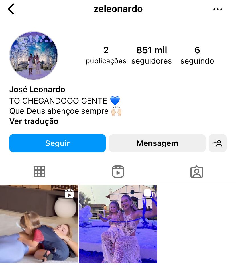 Perfil do filho de Virginia e Zé Felipe. Foto: Reprodução / Instagram