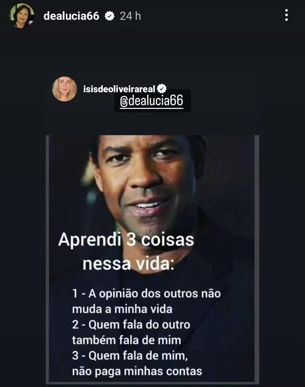 Dona Déa compartilha mensagem reflexiva. Foto: Reprodução / Instagram