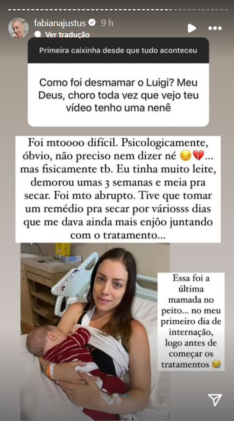 Fabiana Justus fala sobre desmame do filho. Foto: Reprodução / Instagram