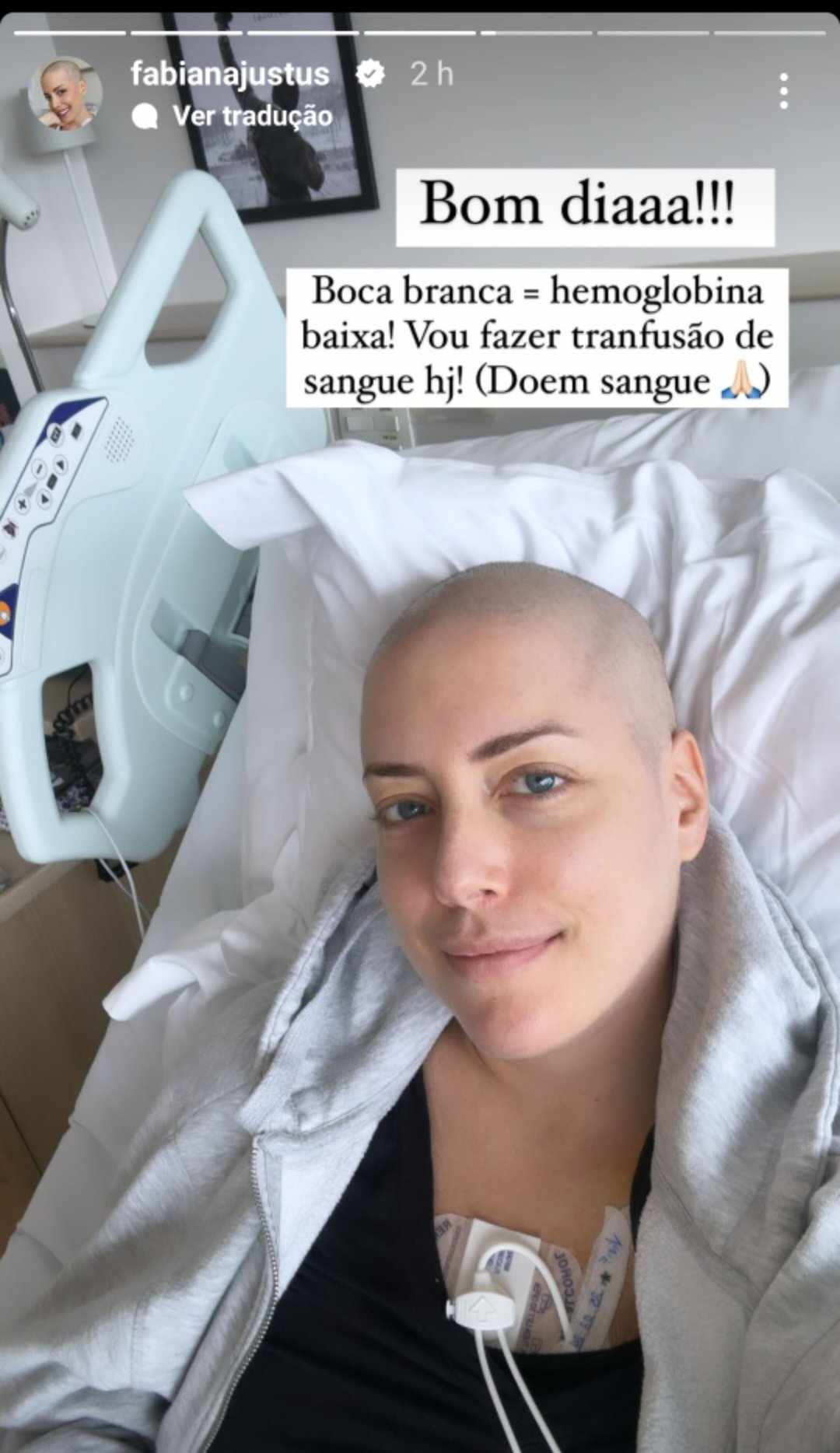 fabiana justus transfusão de sangue