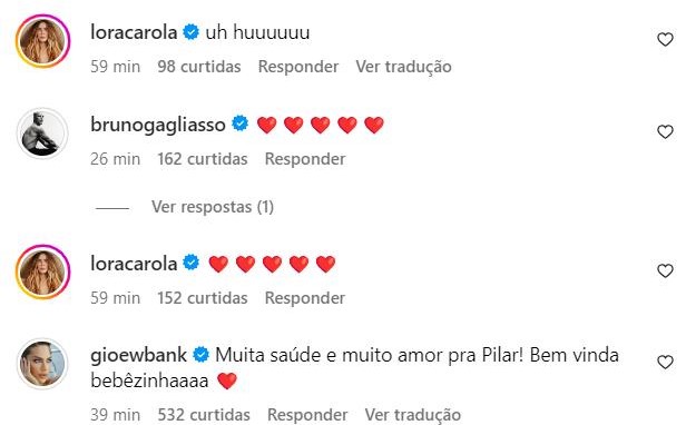 Famosos celebram nascimento de Pilar - Foto: Reprodução / Instagram