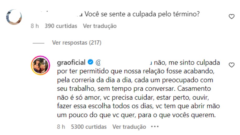 Gracyanne fala sobre separação de Belo - Foto: Reprodução / Instagram