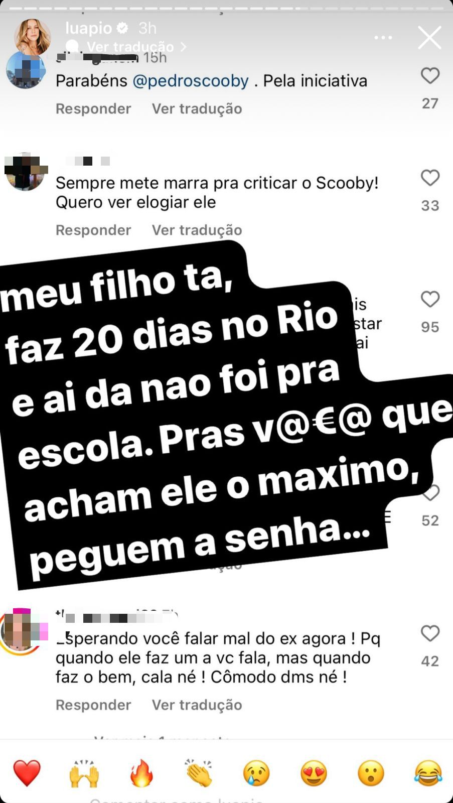 Luana Piovani revela que filho não vai para escola desde mudança com Pedro Scooby