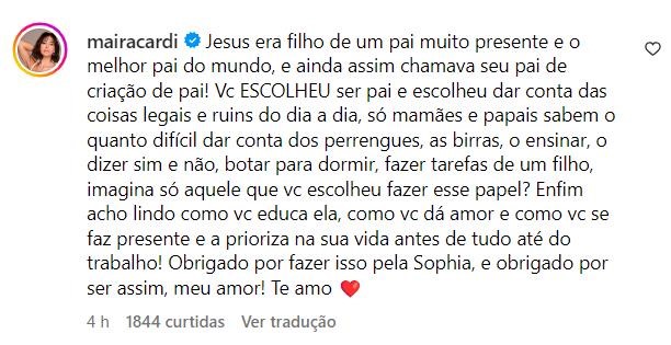 Maíra Cardi sai em defesa do marido - Foto: Reprodução / Instagram