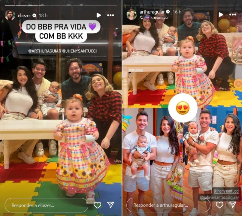 Arthur Aguiar e Eliezer reúnem as famílias - Fotos: Reprodução / Instagram