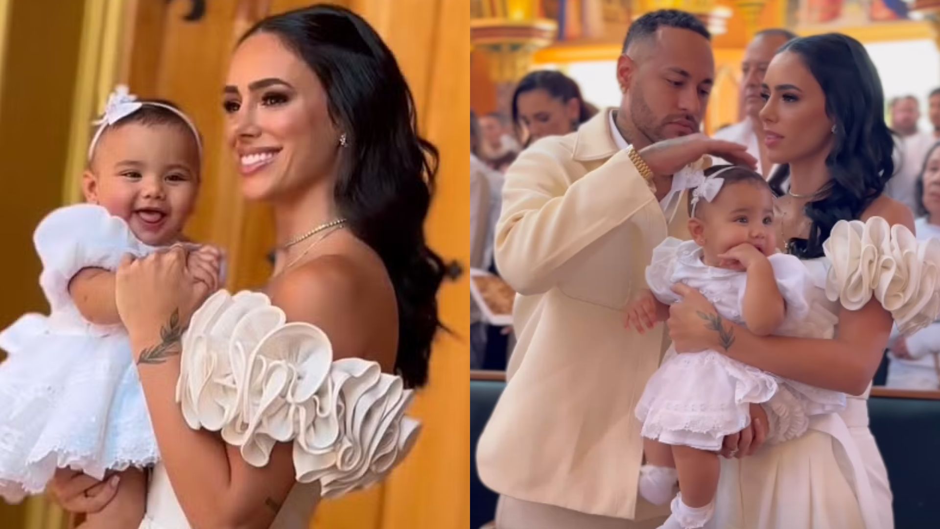 Bruna Biancardi mostra vídeo do batizado de Mavie, sua filha com Neymar Jr