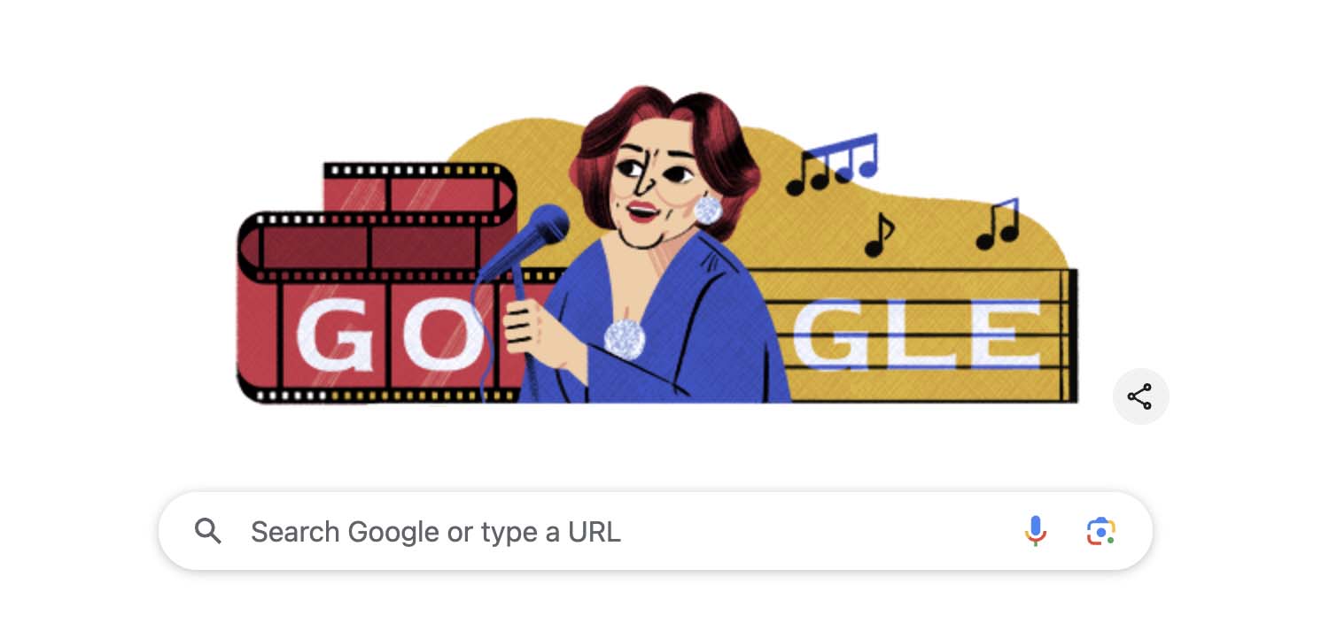 Ilustração de Bibi Ferreira no Google