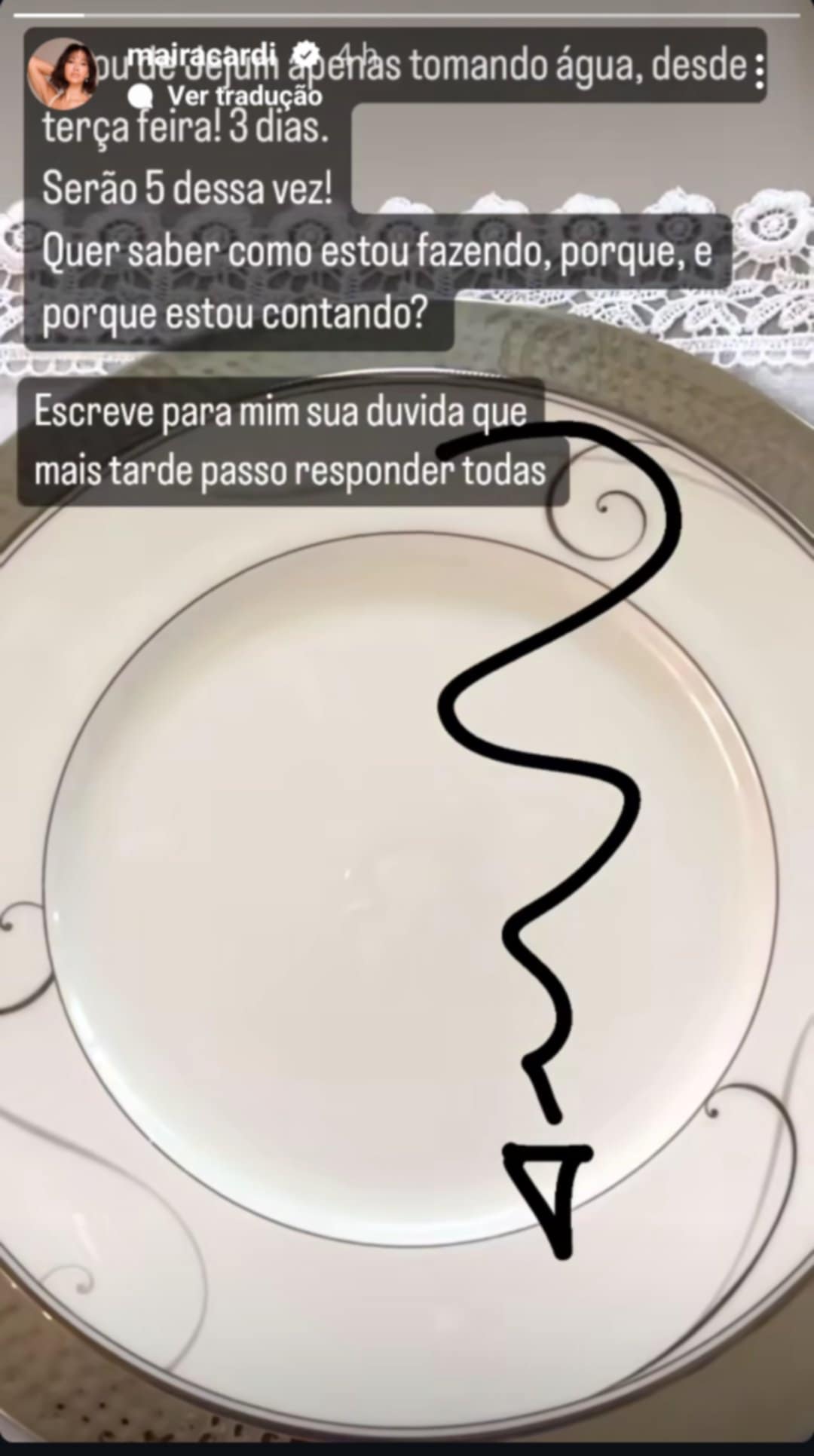 Maíra Cardi revela jejum