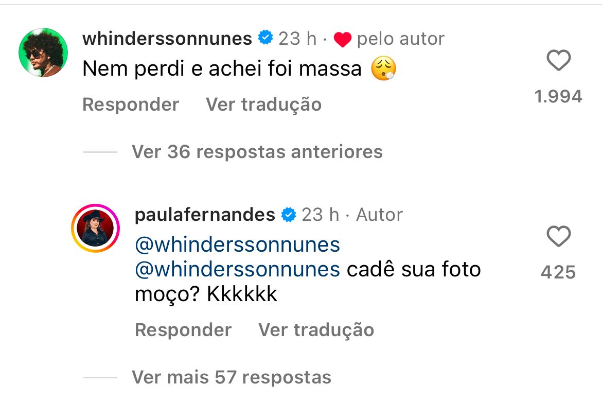 Paula Fernandes recebe cantada de famoso em fotos ousadas