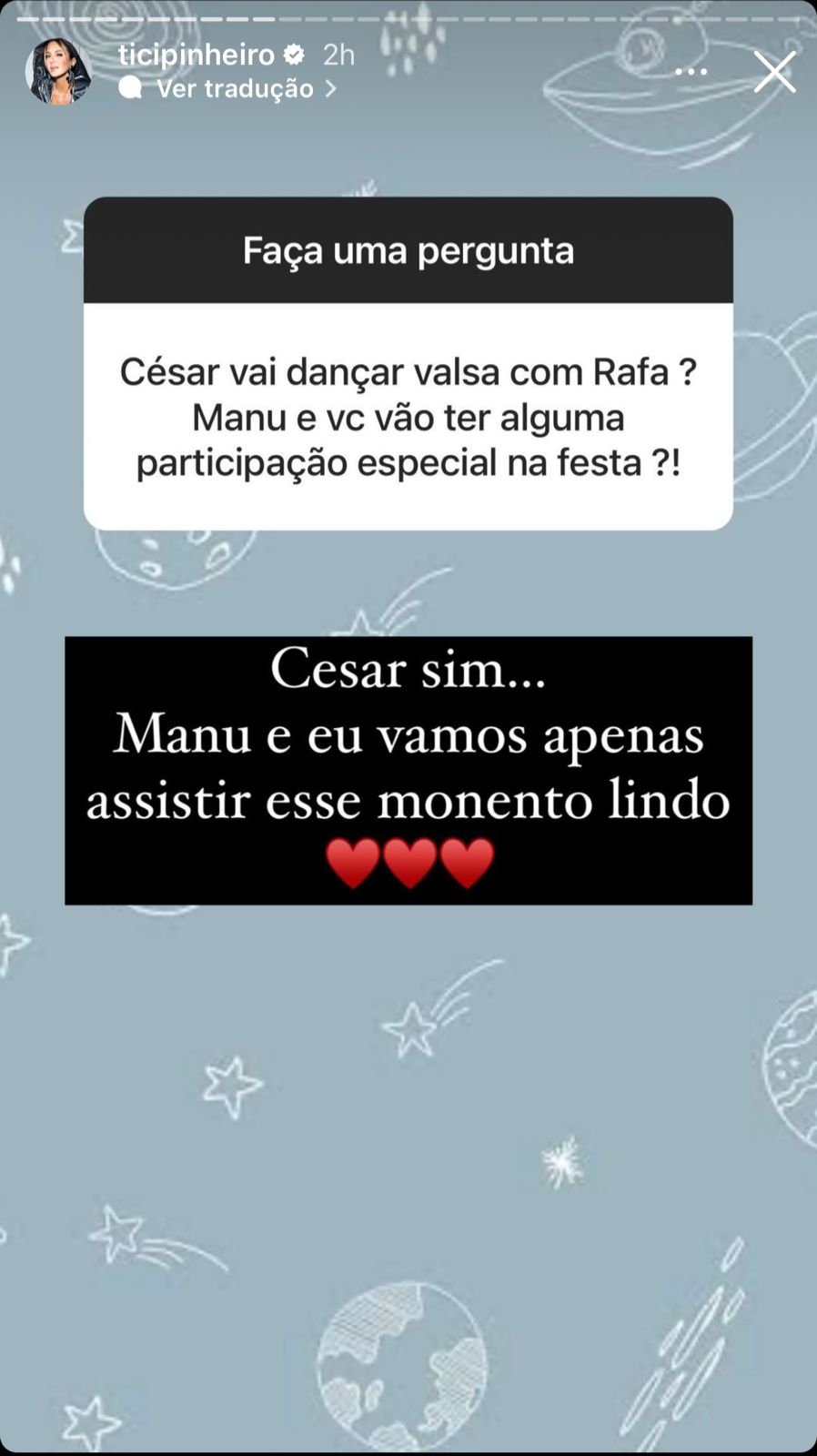 Ticiane Pinheiro comenta sobre valsa da filha, Rafaella Justus, com César Tralli