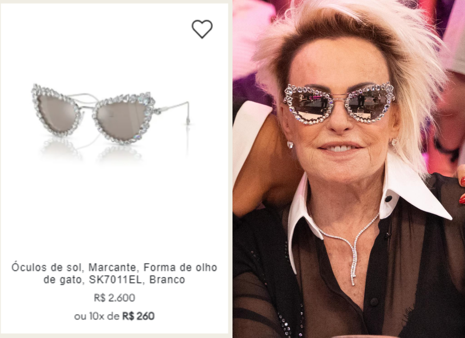 Ana Maria usa óculos luxuoso