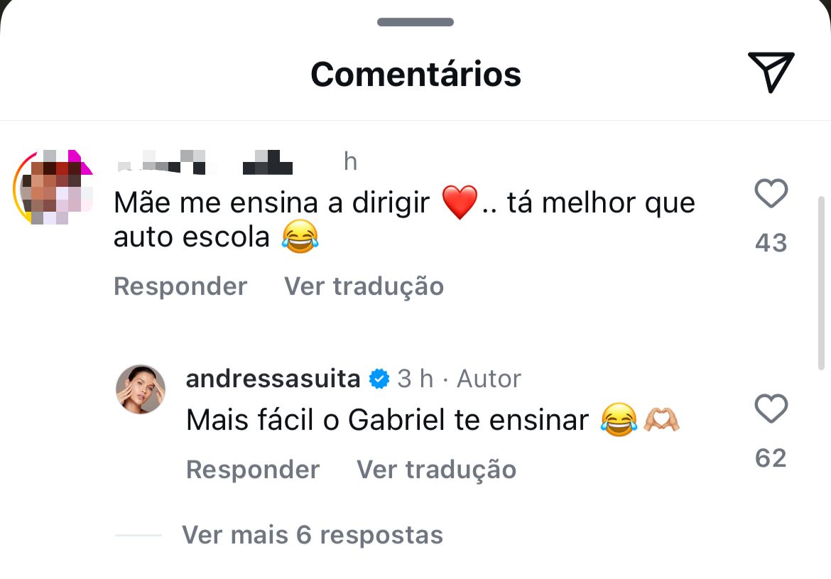 Andressa Suita sobre deixar o filho dirigir