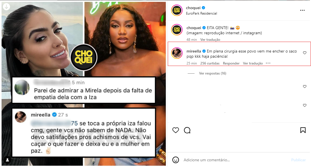 MC Mirella esclarece situação com Iza após expor Yuri Lima