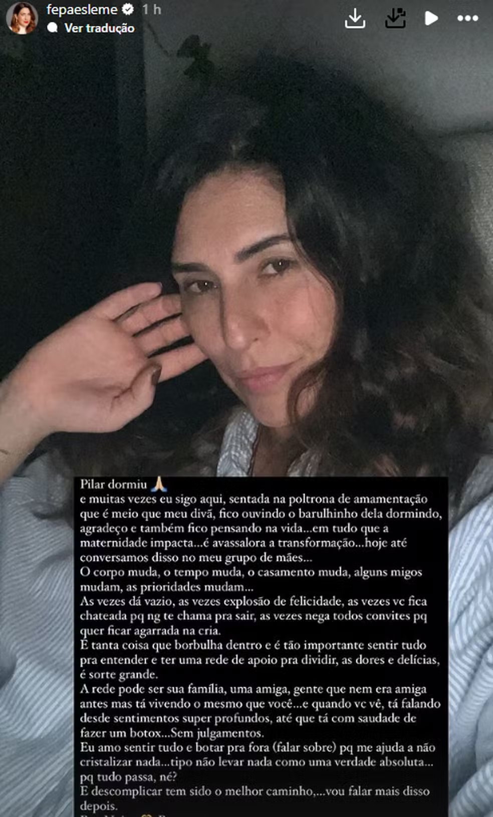 Fernanda Paes Leme publica desabafo (Reprodução/Instagram) 