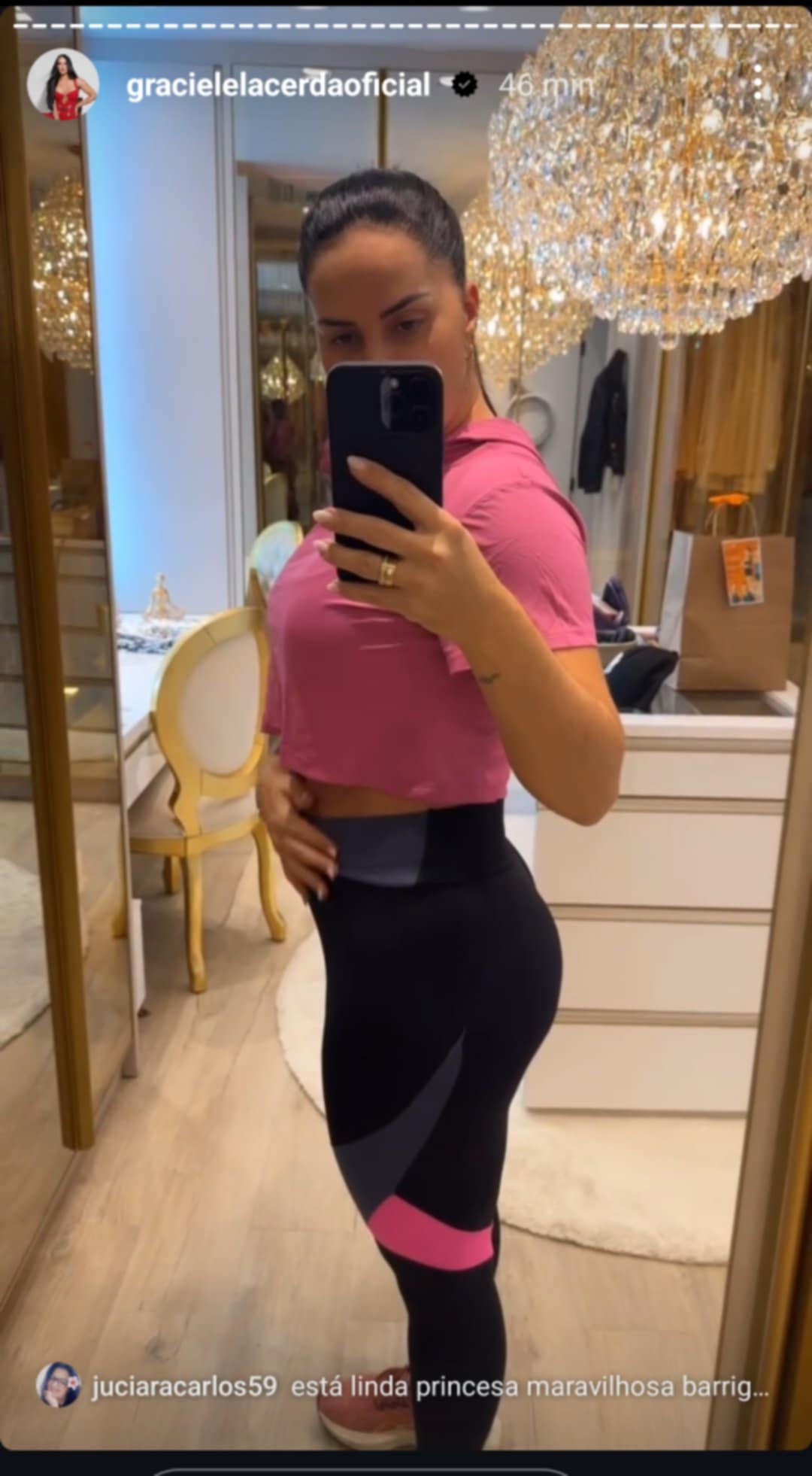 Graciele Lacerda choca com tamanho de sua barriga