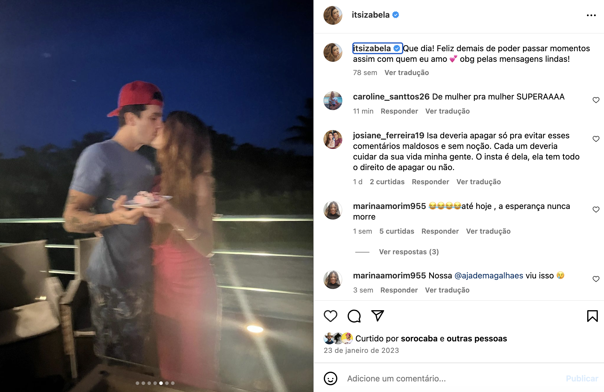 Post antigo de Izabela Cunha com Luan Santana - Foto: Reprodução / Instagram