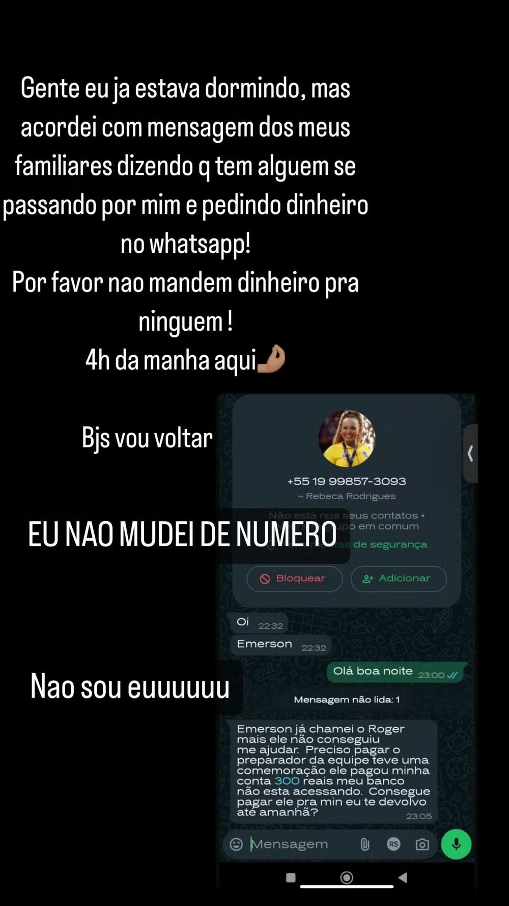 Rebeca Andrade denuncia golpe em seu nome (Reprodução/Instagram) 