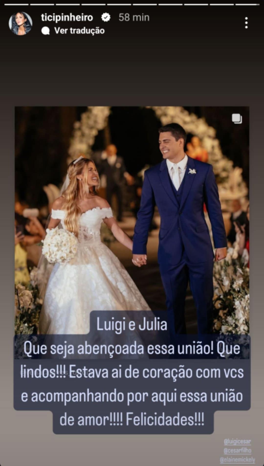 Ticiane Pinheiro comenta casamento do herdeiro de Cesar Filho