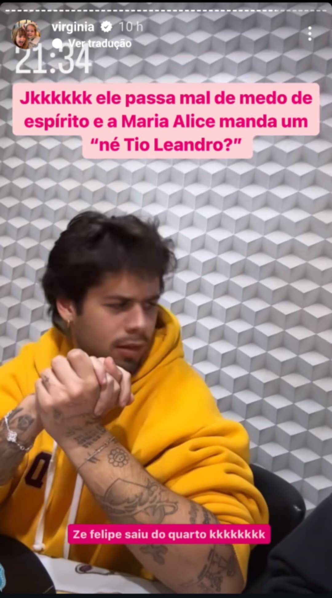 Zé Felipe reage ao ver a filha falando de Leandro